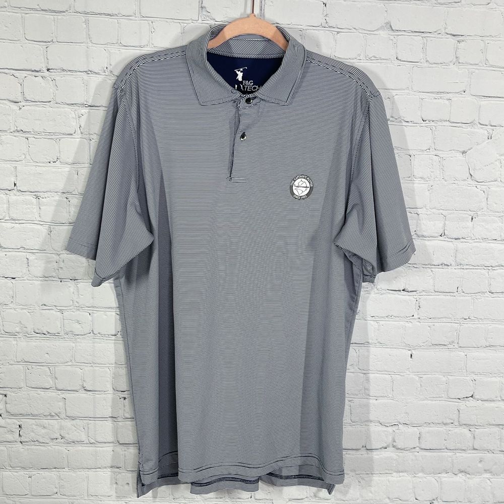 F&G Tech Golf Polo Shirt Adult Large Blue Comfort Mens Stripped The Captain's